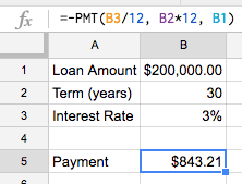 Screenshot of computing loan payment