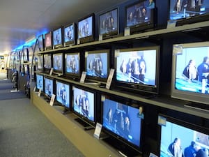 TVs for sale in a big box store