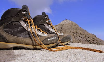 Hiking boots on a mountain