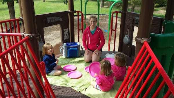 Picnic on a play structure