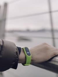 Fitness tracker on a wrist