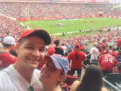 Sarah and Marc at a Buccaneers game