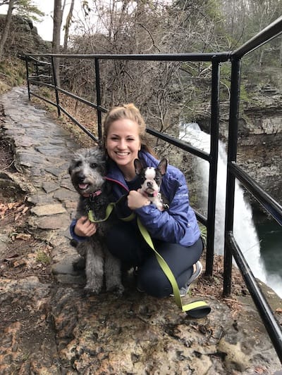 Hanna hiking with dogs