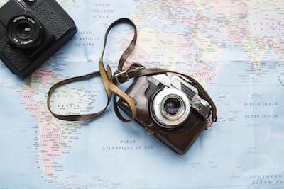 Cameras on a world map