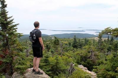 Jared looking out over the terrain in Bar Harbor, Maine