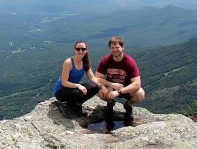 Jared and his girlfriend on a mountain in Vermont