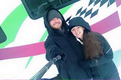 Jared and his girlfriend in the cold with winter jackets