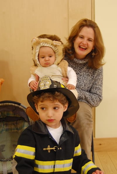 Laurie and her sons in costumes
