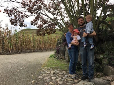 Ellen, Michael, and their two children in Ecuador