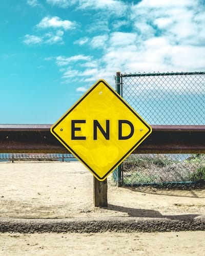 Street sign with word 'End' on it