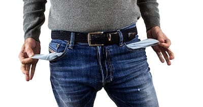 Man with empty pockets